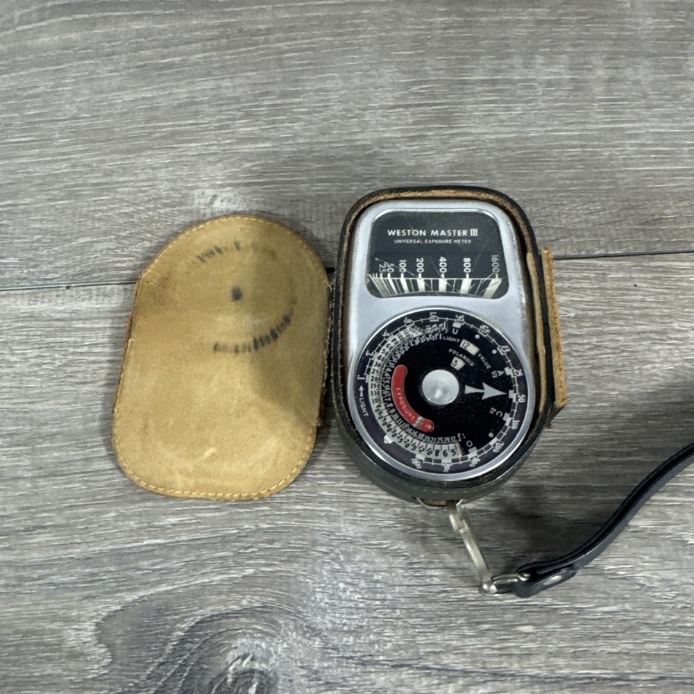 Working Weston Master III Exposure Meter with Case Cracked Glass